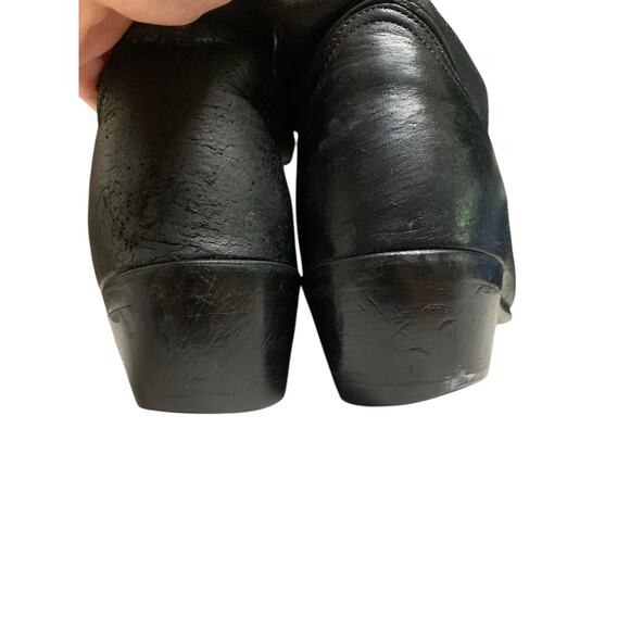 Cats Paw Vintage Western Cowboy Boots Black Leather Pull On Riding Italy 10 1/2 main image 5